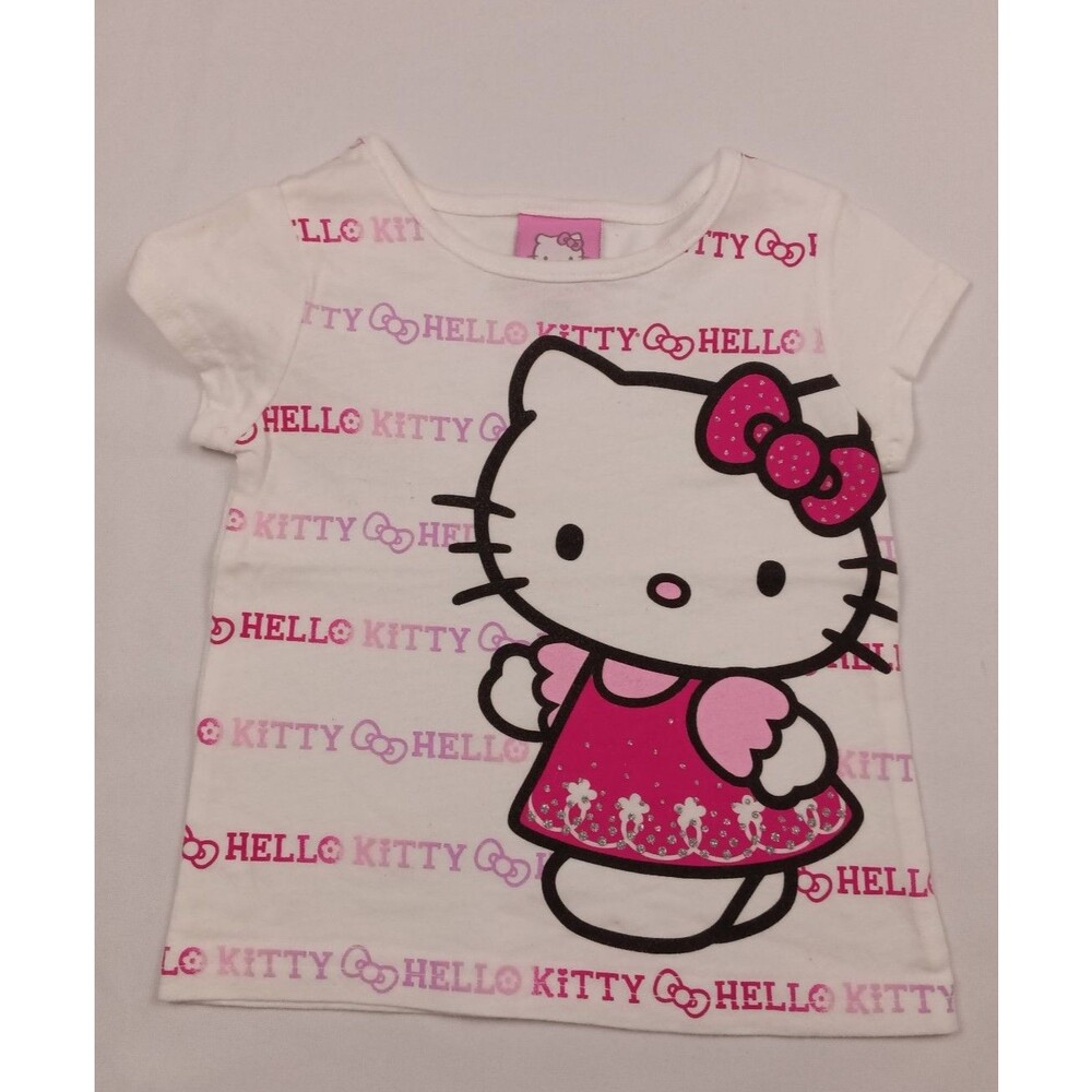 Hello Kitty Baby Girl 18M Graphic T-Shirt White Pink Glitter